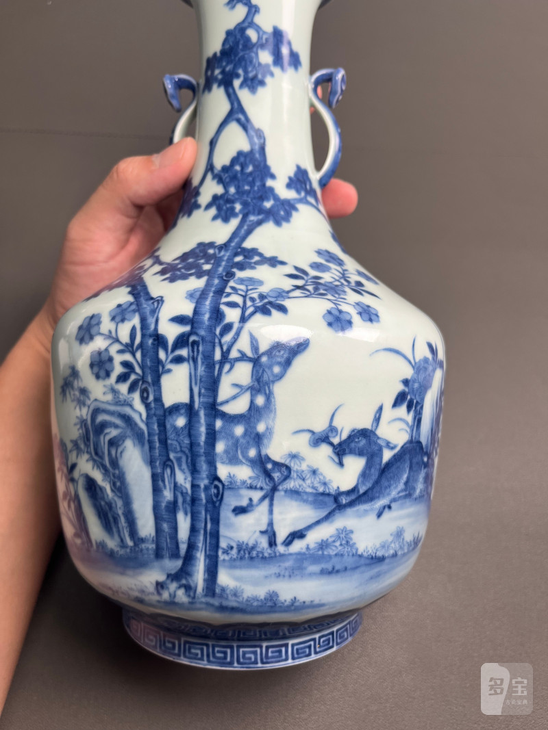 清道光  御制青花六合同春如意耳尊 - 图4